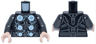 Torso Armor with 6 Metallic Light Blue and White Circles with Arcing Electricity, Dark Bluish Gray Contour Lines Pattern / Pearl Dark Gray Arms / Light Nougat Hands