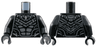 Torso Super Hero Costume with Silver Armor Panels, Animal Tooth / Claw Necklace and Trim Pattern / Black Arms / Black Hands
