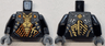 Torso Armored Tunic with Dark Bluish Gray Shoulder Panels, Orange Trim and Gold Ninjago Logogram Letter C over Chest Armor, Earth Dragon Logo on Back Pattern / Black Arms / Dark Bluish Gray Hands