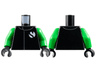 Torso Racing Suit with Sauber Formula 1 Logo Partial Capital Letter S on White Circle Pattern / Bright Green Arms / Black Hands
