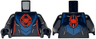 Torso Super Hero Costume with Dark Blue Panels and Dots, Red Lines and Spider Logo Pattern / Black Arms / Black Hands