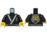 Torso Tunic with Light Bluish Gray Trim and Symbol with Gold Squares, Dark Bluish Gray Sash, Tiger Head on Back Pattern (BAM) / Black Arms / Yellow Hands