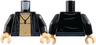 Torso Shirt Open with Sand Blue Lines, Medium Tan Bare Chest, Dark Bluish Gray Muscles Outline, Pendant Necklace Pattern / Black Arms / Medium Tan Hands