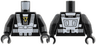 Torso Space White Harness and Chest Panel with Rivets, Gold Blacktron I Logo Pattern / Black Arms / Black Hands