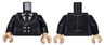 Torso Tuxedo Jacket with Pockets over White and Dark Bluish Gray Pinstripe Shirt, Tie and Gold Buttons Pattern / Black Arms / Light Nougat Hands