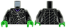 Torso Female Coat with Silver Buttons and Stripes, White Trim, Dark Purple Necklace Pattern / Black Arms / Bright Green Hands