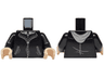 Torso Jacket with Light Bluish Gray Pockets over Hoodie, Silver Zippers Pattern / Black Arms / Light Nougat Hands