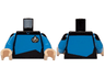 Torso Uniform Vest with Gold and Silver Star Trek Starfleet Insignia, Dark Azure Front and Back Panel Pattern / Dark Azure Arms with Black Shoulders Pattern / Light Nougat Hands