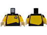 Torso Uniform Vest with Gold and Silver Star Trek Starfleet Insignia, Bright Light Orange Front and Back Panel Pattern / Bright Light Orange Arms with Black Shoulders Pattern / Tan Hands