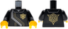 Torso Robe with Silver and Dark Silver Trim and Collar, Gold Lines and NINJAGO Imperium Logo Pattern (BAM) / Black Arms / Yellow Hands