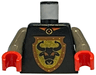 Torso Castle Knights Kingdom Bull's Head on Brown Shield Pattern / Dark Gray Arms / Red Hands