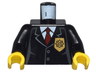Torso Police Jacket with Gold Badge and Red Tie Pattern / Black Arms / Yellow Hands