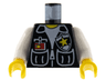 Torso Police Vest, White Shirt, ID, Yellow Star Badge Pattern / White Arms / Yellow Hands