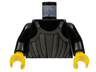 Torso Castle Fright Knights Dark Gray, Silver Striped Armor Pattern / Black Arms / Yellow Hands