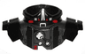 Minifigure Armor Shoulder Pads with Neck Protection with Silver and Red Pattern
