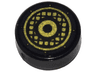 Tile, Round 1 x 1 with Gold Concentric Circles and Speaker Grille Pattern