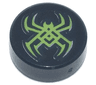Tile, Round 1 x 1 with Lime Spider Pattern