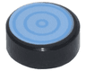 Tile, Round 1 x 1 with Medium Blue Concentric Circles on Bright Light Blue Background Pattern (Super Mario Professor E. Gadd Lens)