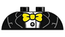 Duplo, Brick 2 x 4 Slope Curved Double with Lapels, White Shirt with Dark Bluish Gray Button, and Yellow Bow Tie Pattern