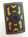 Minifigure, Shield Rectangular Curved Scutum with Stud with Gold Bat Wings and Bats Pattern