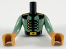 Torso Mini Doll Man Sand Green Uniform with Gold Buttons and Buckle Pattern, Medium Nougat Arms with Hands with Sand Green Sleeves