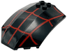 Windscreen 8 x 6 x 2 Curved Sloped Sides with Red Spider Web 3 Vertical Lines Pattern