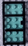 Door 1 x 4 x 6 with 3 Panes and Square Handle with Fixed Trans-Light Blue Glass