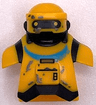 Minifigure, Head, Modified SW NED-B Loader Droid with 2 Back Studs with Black Neck, Visor and Lines, Medium Azure Collar and Silver Spots Pattern