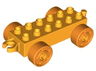 Duplo Car Base 2 x 6 with Open Hitch End and Orange Wheels with Fake Bolts