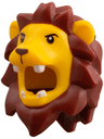 Minifigure, Headgear Head Cover, Costume Lion with Molded Dark Red Mane, Printed Black Eyes, Dark Brown Nose Pattern