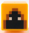 Minifigure, Head, Modified Cube with Pixelated Hood with Dark Orange Trim, Black Face with White Eyes Pattern (Minecraft Shadow Hoodie)