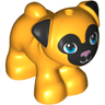 Dog, Friends Style, Pug, Standing with Black Muzzle and Ears, Metallic Pink Nose, Dark Azure Eyes Pattern