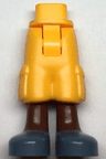 Mini Doll Hips and Trousers Cropped Large Pockets, Reddish Brown Legs, Sand Blue Shoes Pattern - Thick Hinge