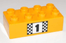 Duplo, Brick 2 x 4 with Number 1 and Black and White Checkered Pattern