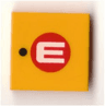 Tile 2 x 2 with Black Dot and White Letter E in Red Circle Pattern
