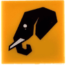 Tile 2 x 2 with Black Elephant Head with White Tusks Pattern