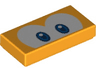 Tile 1 x 2 with Blue and Dark Blue Eyes on White Background Pattern (Super Mario Cheep Cheep / Eep Cheep)