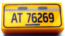 Tile 1 x 2 with License Plate Black 'AT 76269' Pattern
