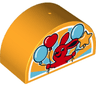 Duplo, Brick 2 x 4 x 2 Slope Curved Double with Red Rabbit and Four Balloons Pattern