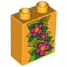Duplo, Brick 1 x 2 x 2 with Large Flowers and Leaves Pattern (Ivy)