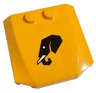 Wedge 4 x 4 x 2/3 Triple Curved with Black Elephant Head Profile with White Eye and Tusk Pattern
