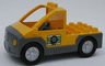 Duplo Truck Pickup Flatbed with Dark Bluish Gray Base with Tire and Tools Pattern