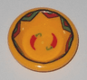 Minifigure, Utensil Dish 3 x 3 with Red Hot Chili Peppers and Black, Bright Green and Red Border Pattern