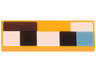 Tile 1 x 3 with White, Black, Medium Blue and Dark Brown Squares and Rectangles Pattern (Minecraft Baby Cat Upper Face)