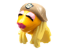 Minifigure, Head, Modified Muppet Janice with Dark Tan Hat, Bright Light Yellow Hair Pattern