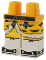 Hips and White Legs with Bright Light Orange Robe Ends with Fur Trim and Black Sash, Animal Stripes, and Sandals Pattern