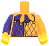 Torso Purple and Bright Light Orange Jester Collar Pattern / Bright Light Orange Arm Left / Dark Purple Arm Right / Yellow Hands
