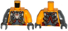 Torso Armor with Straps and Spiders on Front and Back Pattern / Bright Light Orange Arm Left / Flat Silver Arm Right / Dark Bluish Gray Hands