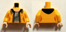 Torso Female Jacket Open with Dark Blue Hood over Light Bluish Gray Shirt and Light Nougat Neck Pattern / Bright Light Orange Arms / Light Nougat Hands