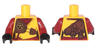 Torso Ninjago Robe with Dark Red Undershirt and Sash, Dark Brown Armor with Ninjago Logogram 'Amber' Pattern / Dark Red Arms / Black Hands